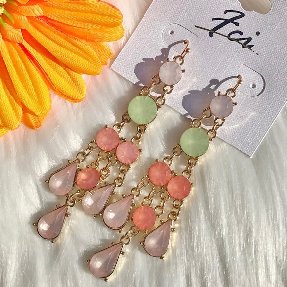 Boho Earrings Long Mixed Bead Goldtone Dangles - Picture 6 of 6